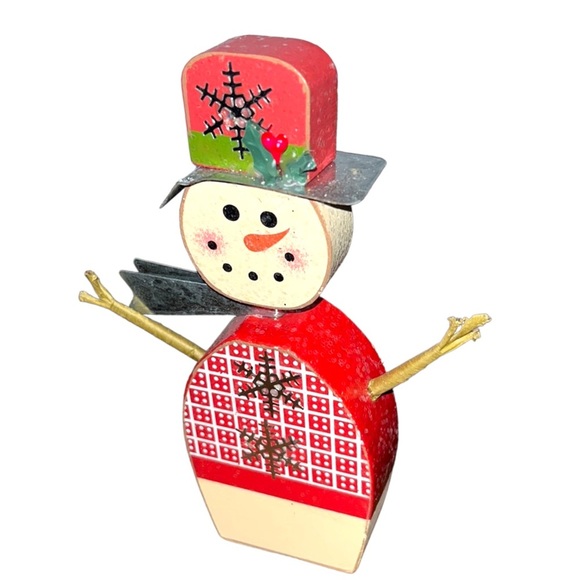 6” Wood Snowman Accent Piece Holiday Table Decor - Picture 2 of 6